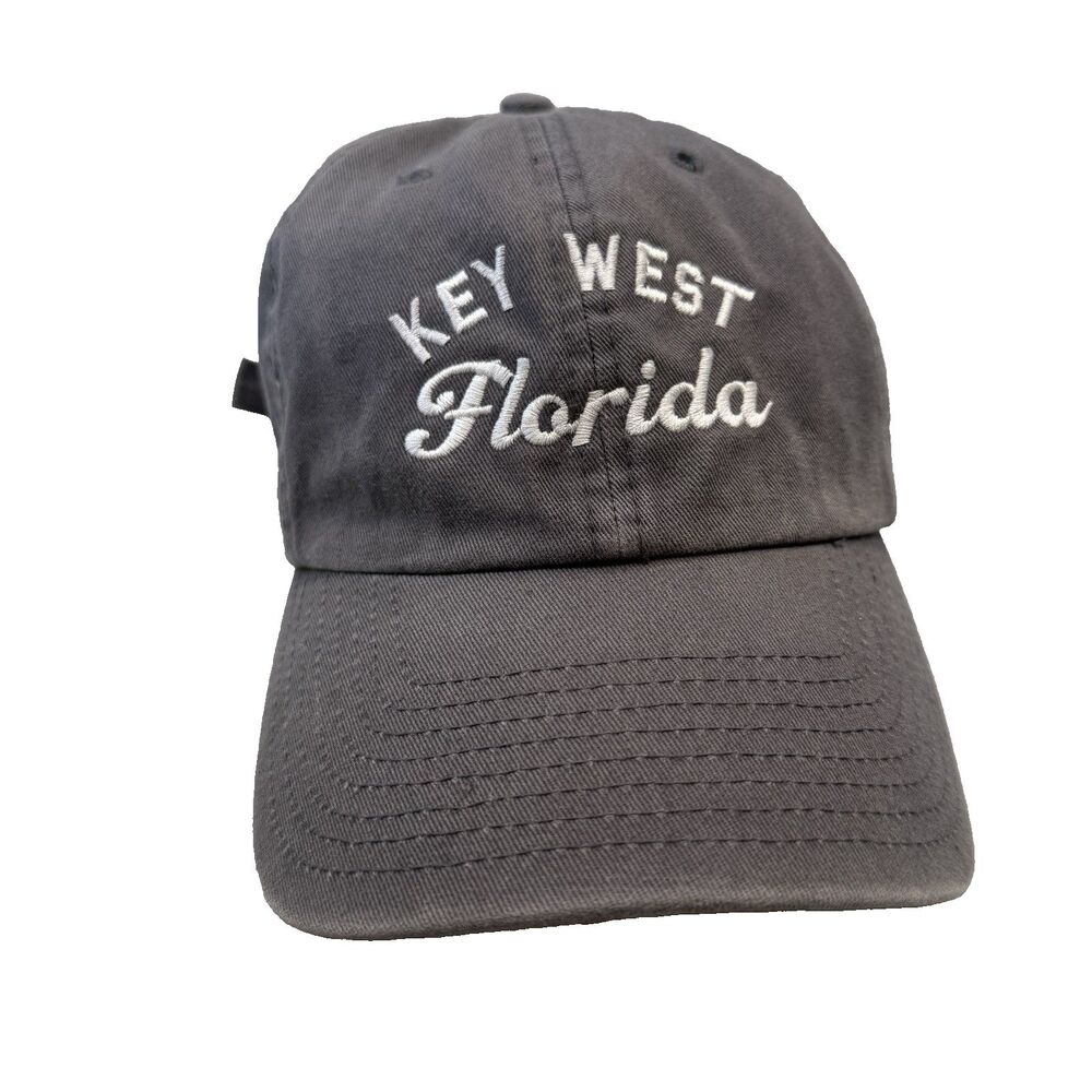 Key West 47 Brand Gray Hat Cap Adjustable Strap Back Cotton EUC